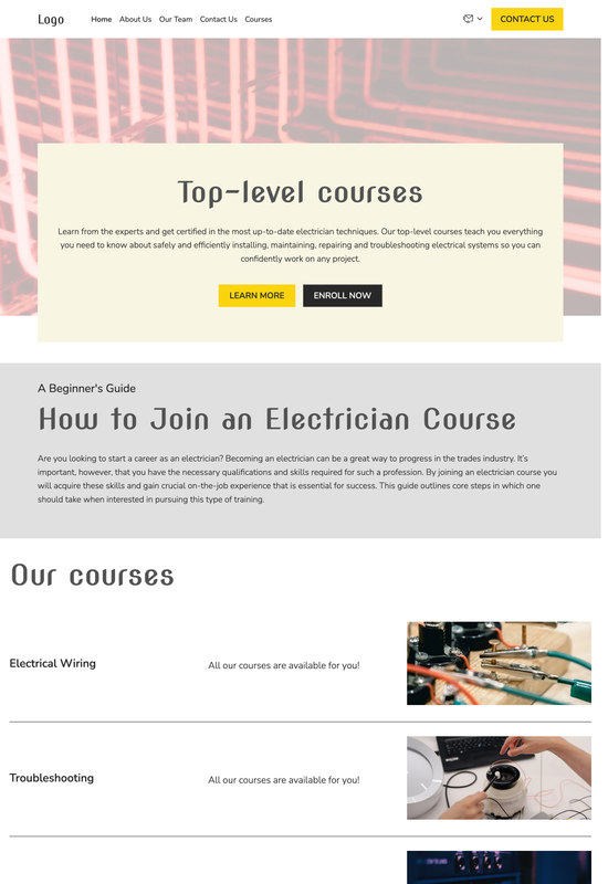 electrician courses template preview