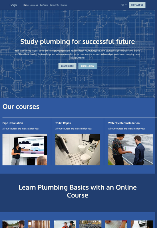 plumber courses template preview