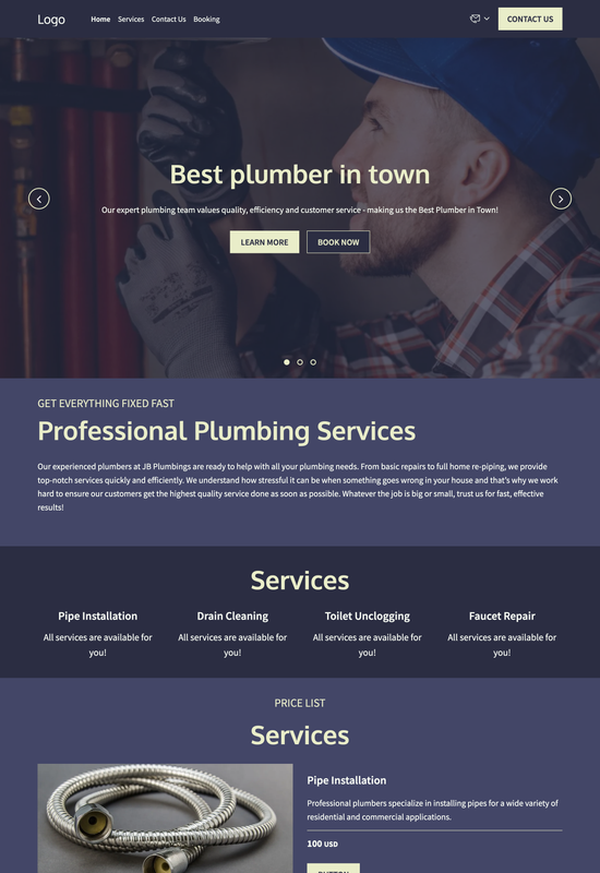 plumber template preview