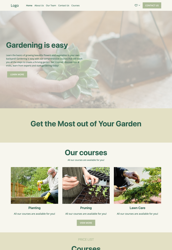 Vorschau der Vorlage für Gartenbaukurse