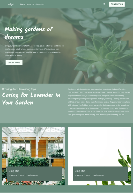 gardening blog template preview