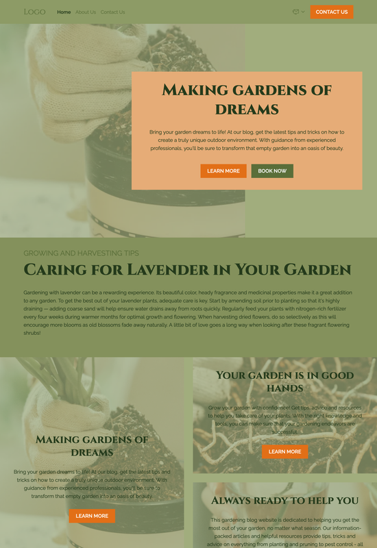 pré-visualização do modelo de blog de jardinagem