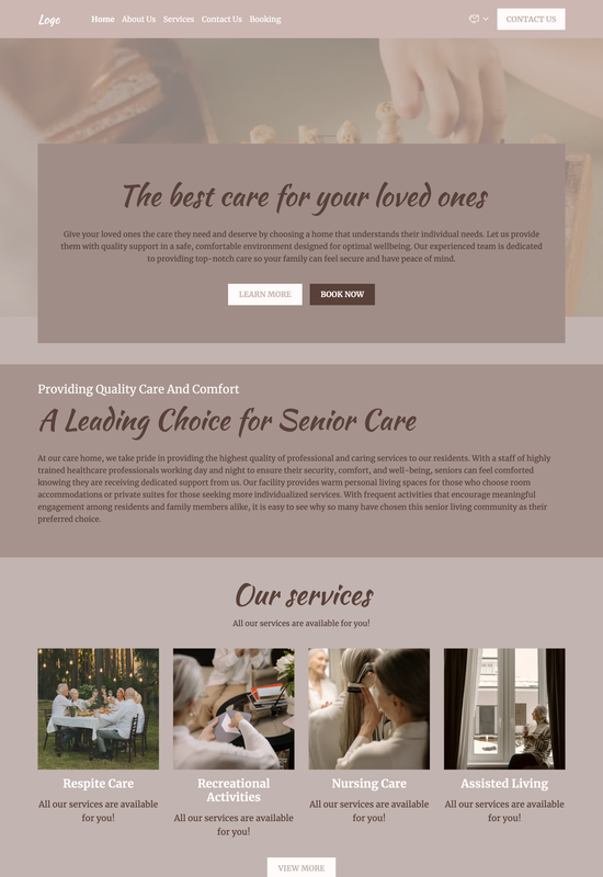 care home template preview