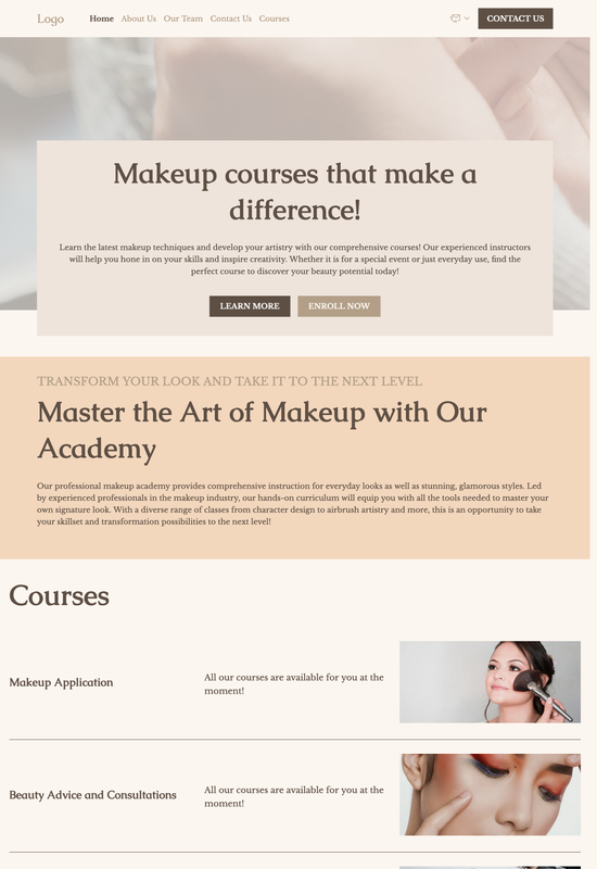 pré-visualização do modelo de academia de maquiagem