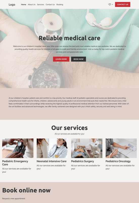 Anteprima del template per ospedale pediatrico