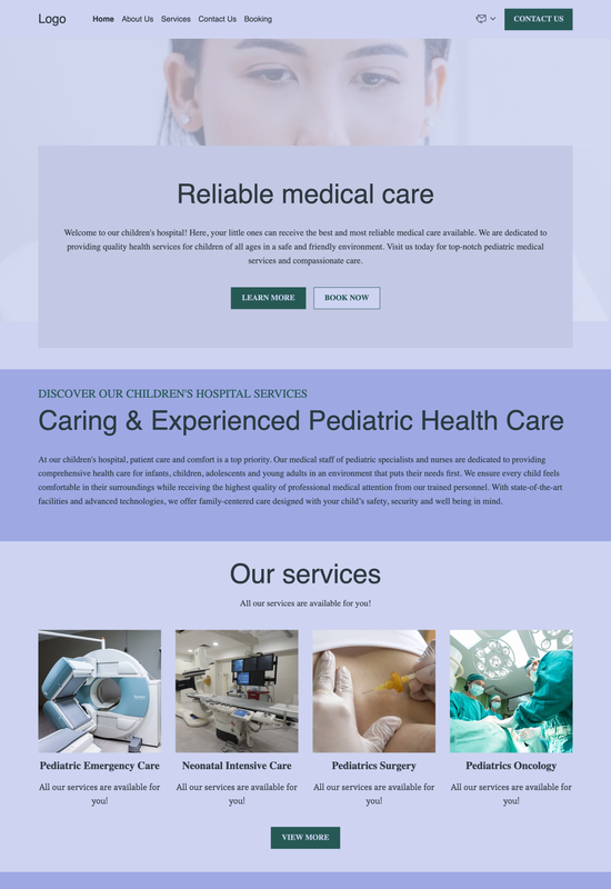 Anteprima del template per ospedale pediatrico
