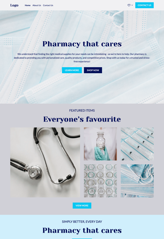 pré-visualização do modelo de loja online de equipamentos médicos