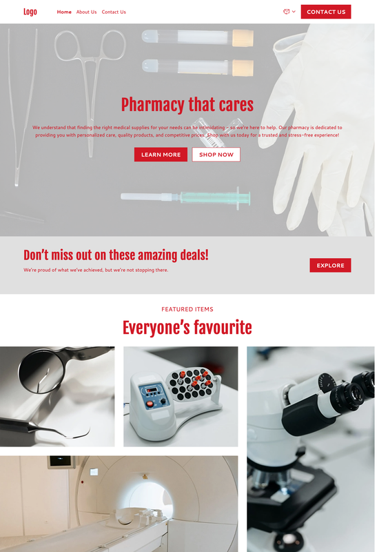 Vorschau der Vorlage für den Online-Shop für Medizinprodukte