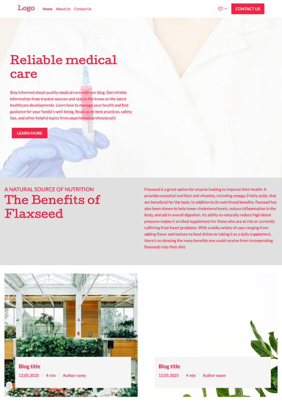 Anteprima del modello di blog medico