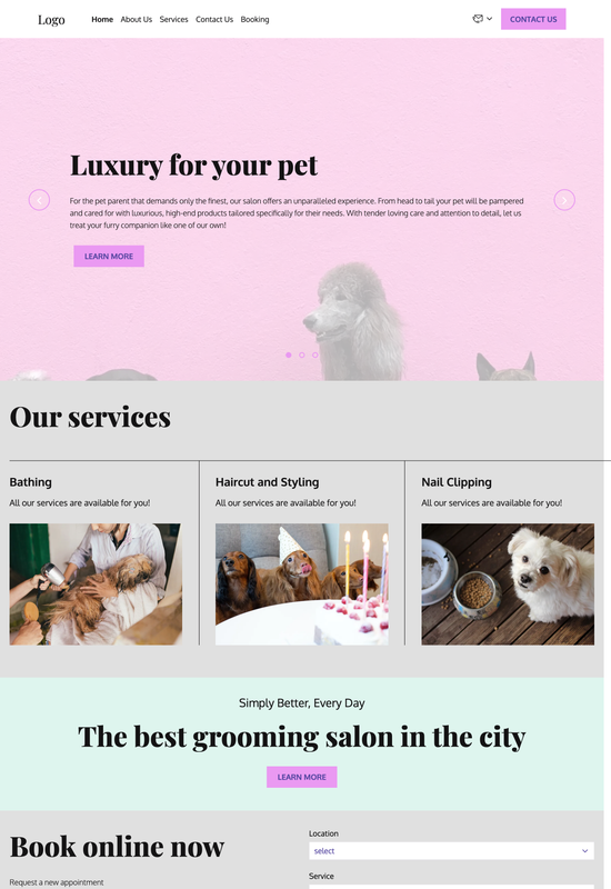 pet grooming salon template preview