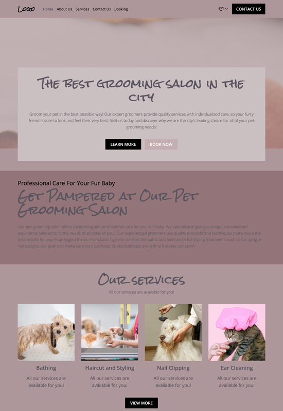 pet grooming salon template preview