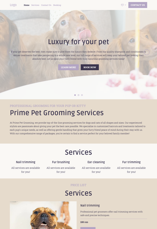pet groomer template preview