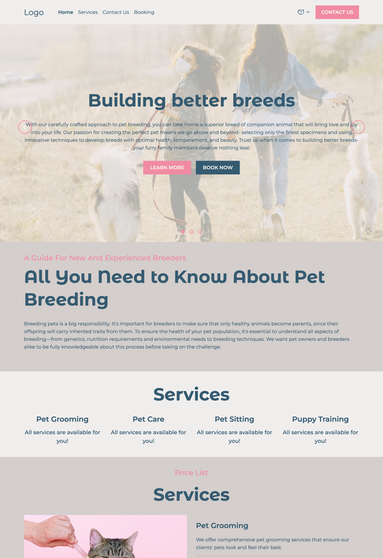 pet breeder template preview