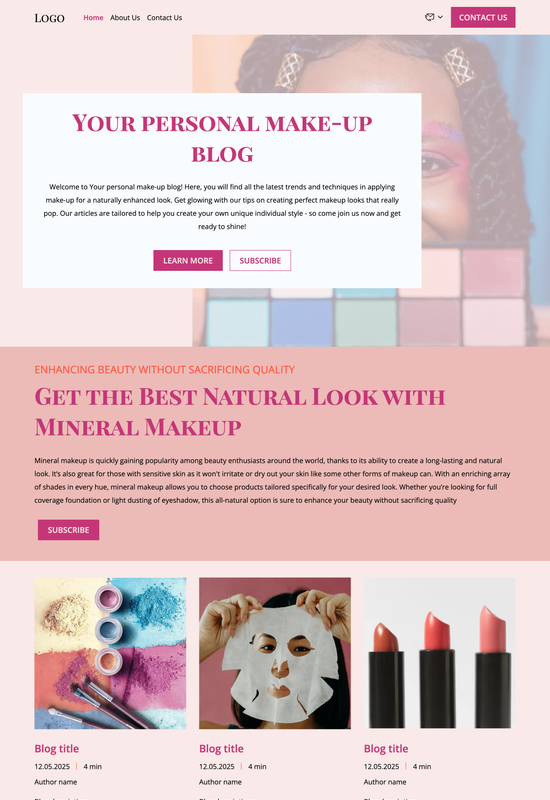 makeup blog  template preview
