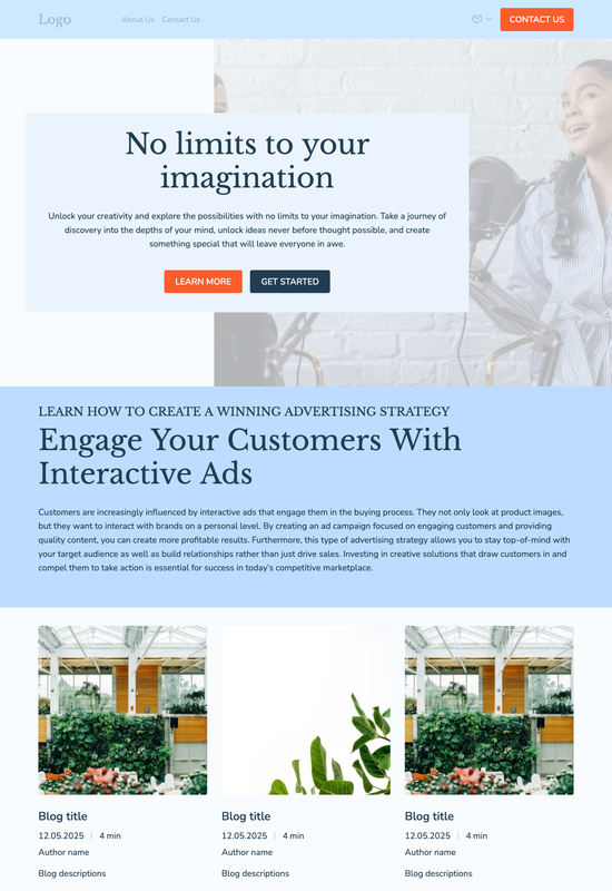 advertising blog template preview