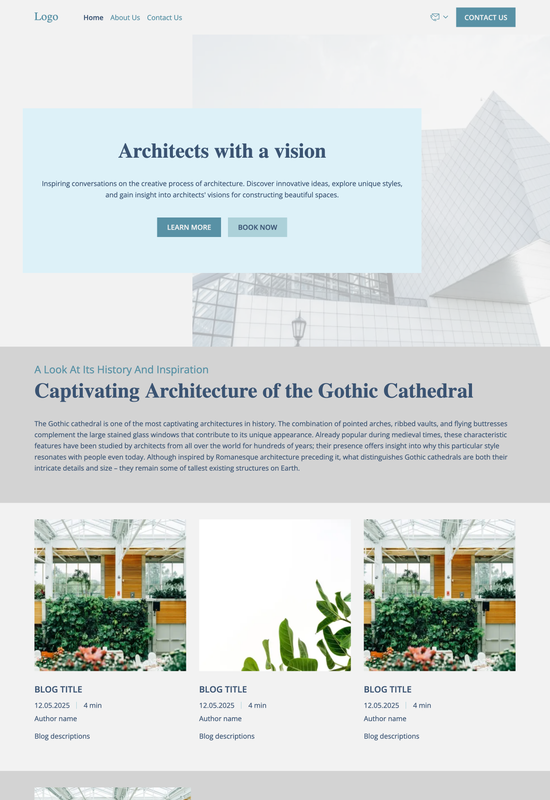 Anteprima del modello di blog di architettura