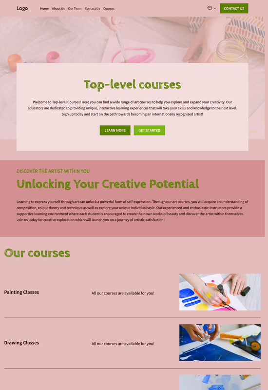 art courses template preview