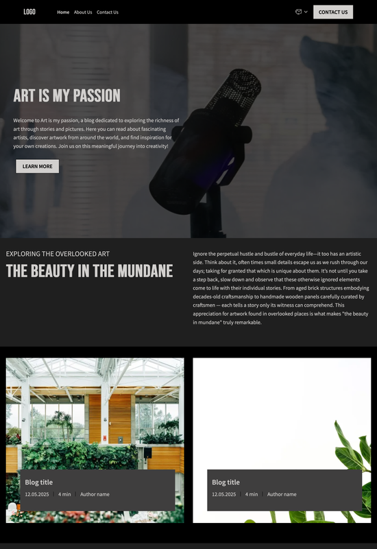 art blog template preview