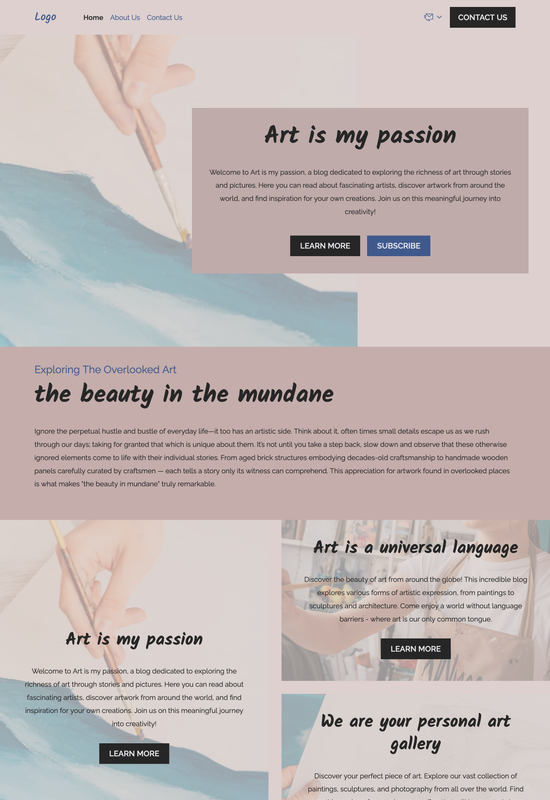 art blog template preview