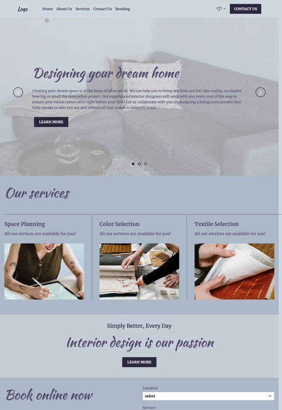 interior design studio template preview