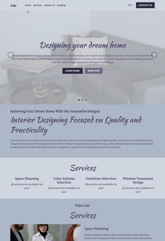 Anteprima del template per interior designer