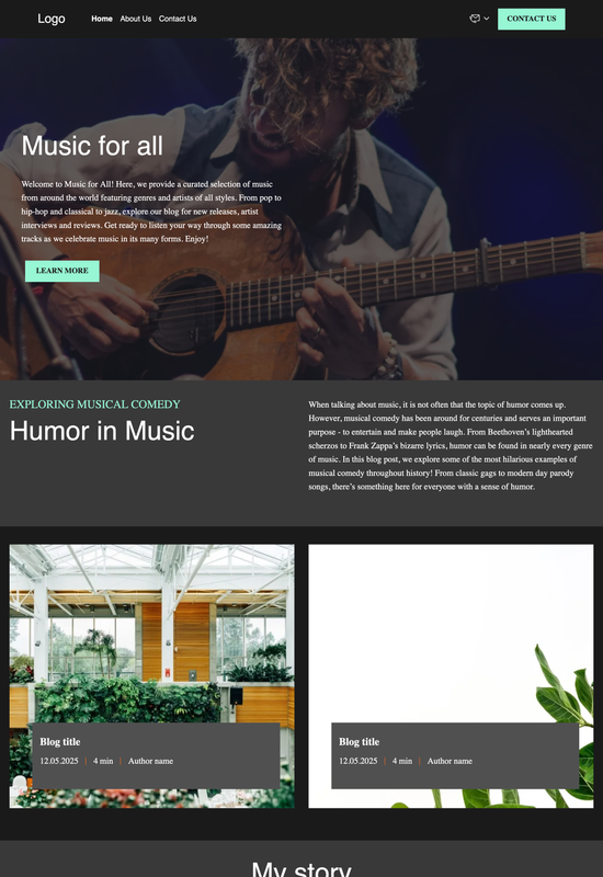 music blog template preview