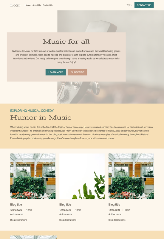 music blog template preview
