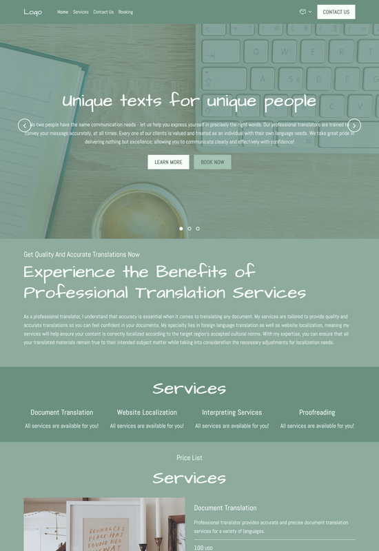 professional translator template preview