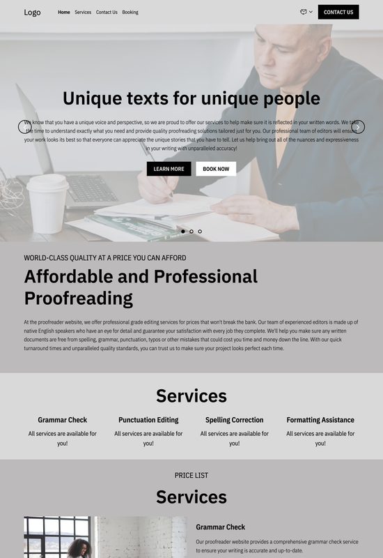 proofreader template preview