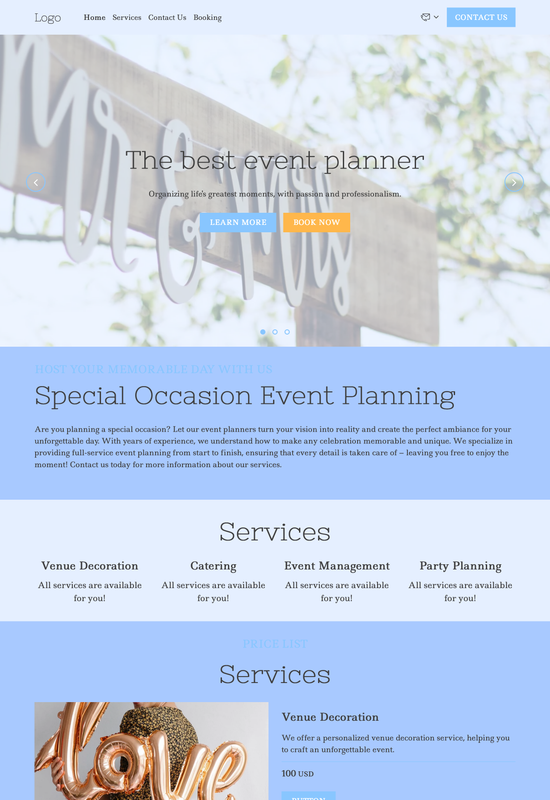 event planner template preview