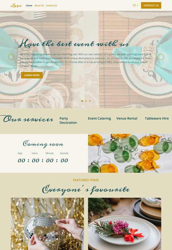 event supply store template preview