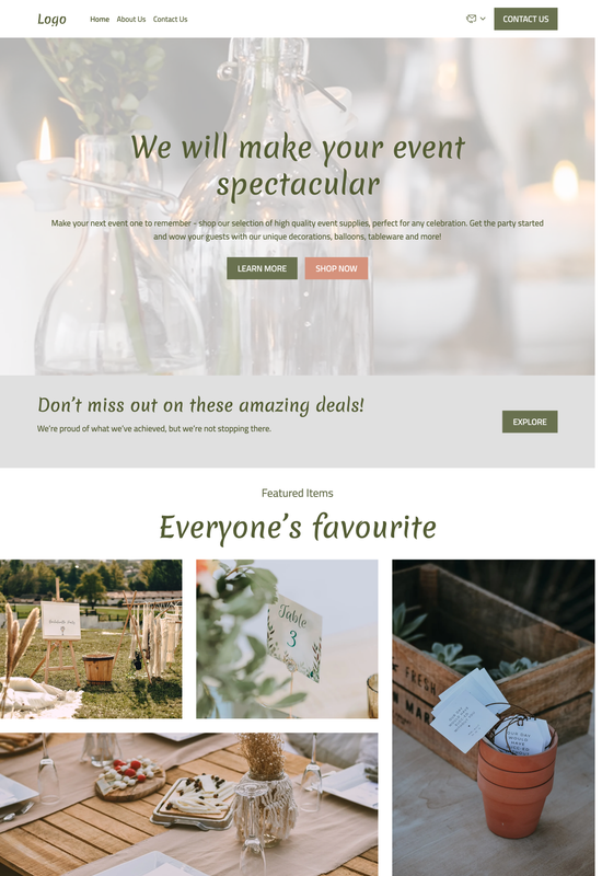 event supply store template preview