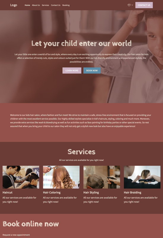 hair salon for kids template preview