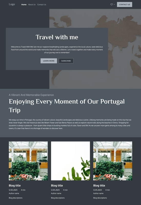 travel blog template preview
