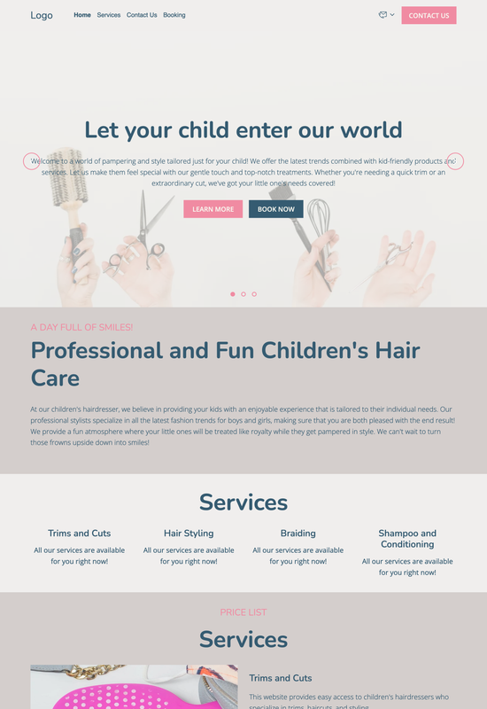 children's hairdresser template preview