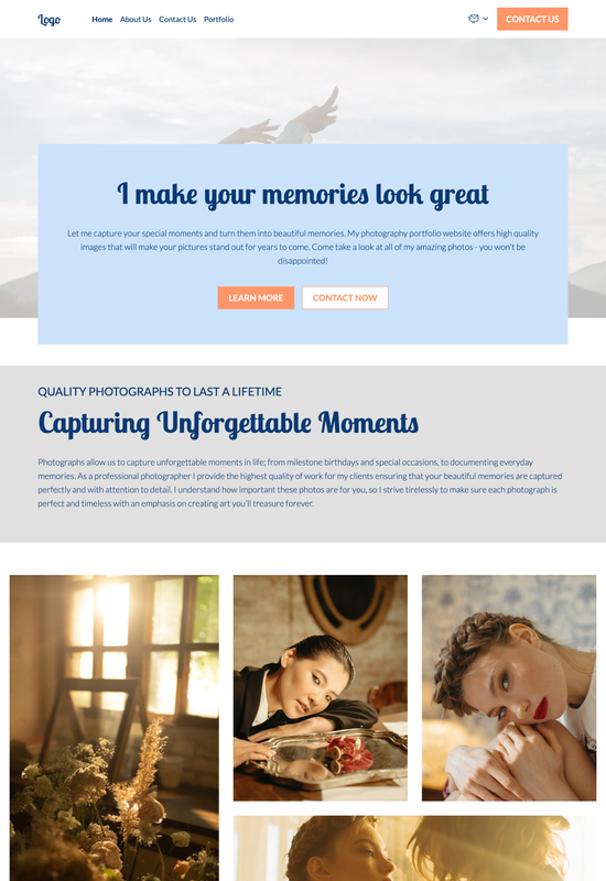 Anteprima del template per portfolio fotografico