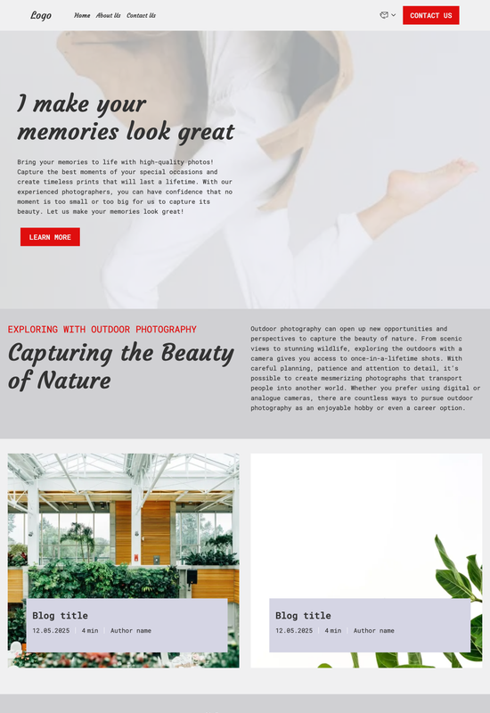 photography blog template preview