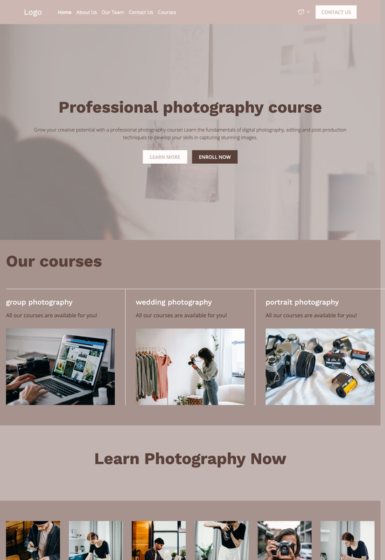 photography school template preview