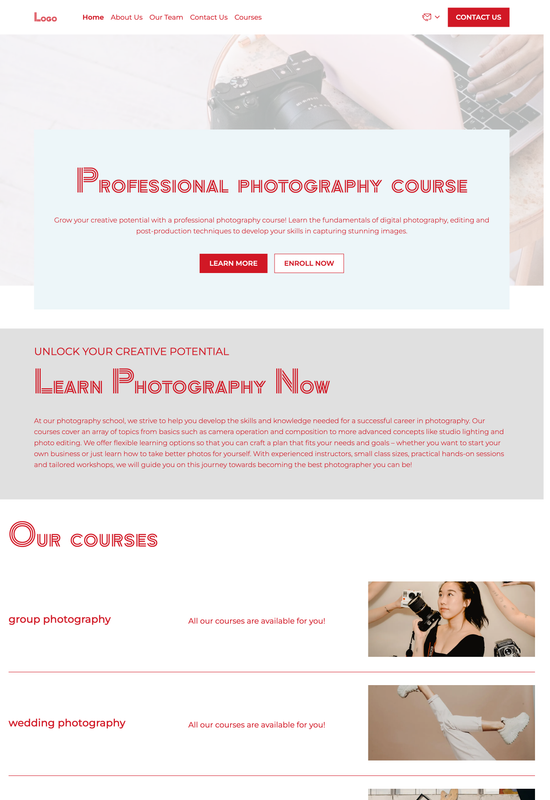 photography school template preview