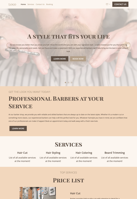 barber template preview