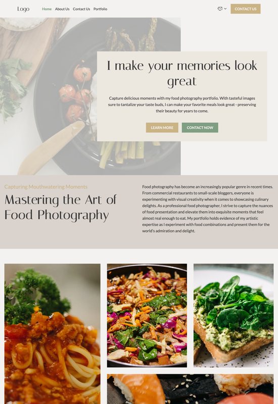 Anteprima del modello di portfolio di fotografia culinaria