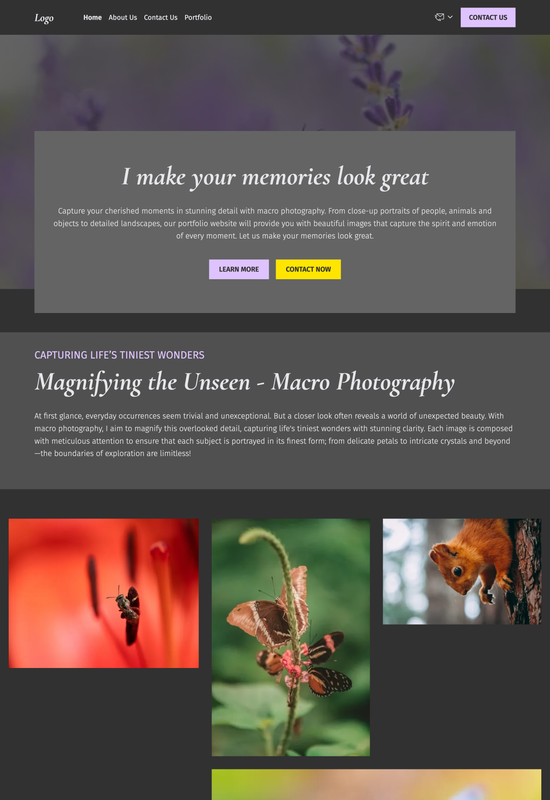 macro photography portfolio template preview