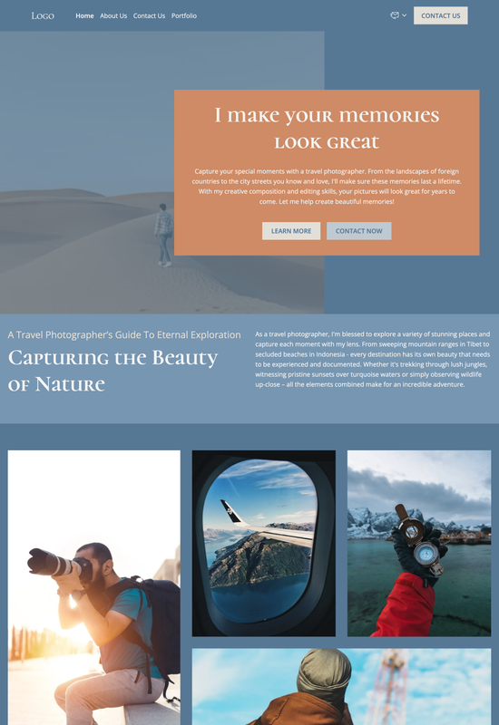 Anteprima del template per portfolio di fotografia di viaggio