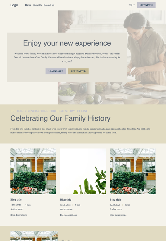 family website template preview