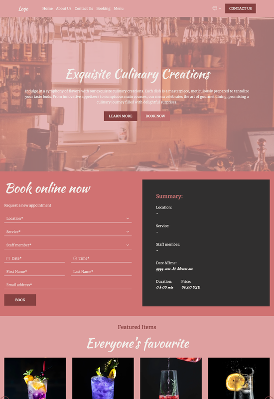 cocktail bar template preview