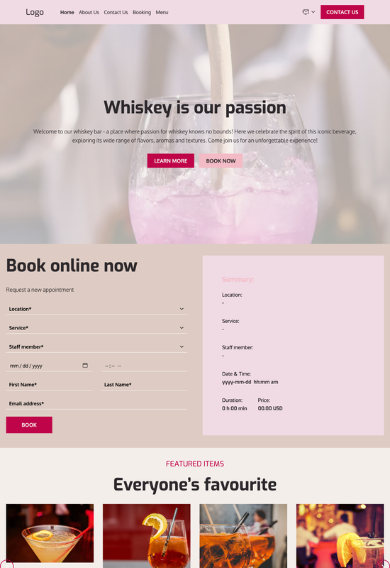 whiskey bar template preview