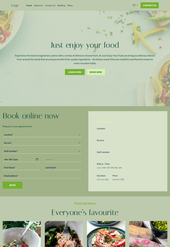 vegetarian restaurant template preview
