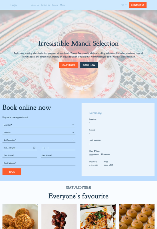 Middle Eastern restaurant template preview