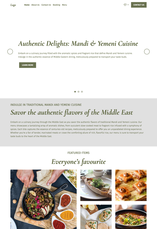 Middle Eastern restaurant template preview