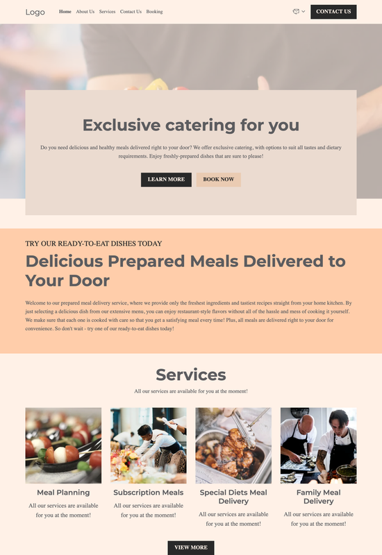 prepared meal delivery template preview